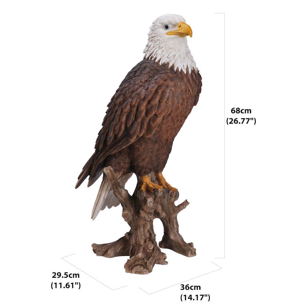 Large Bald Eagle On Stump Statue