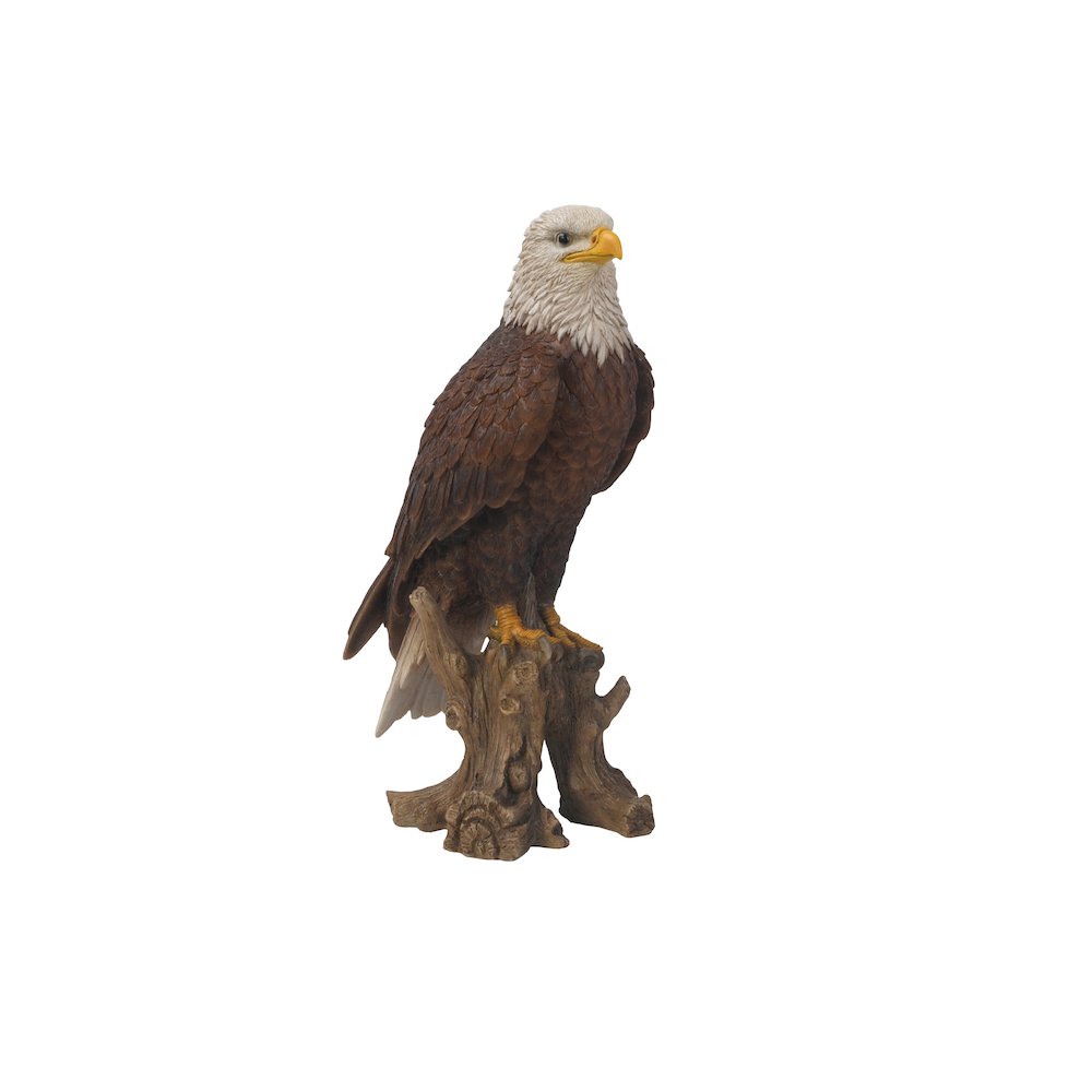 Medium Bald Eagle On Stump Statue
