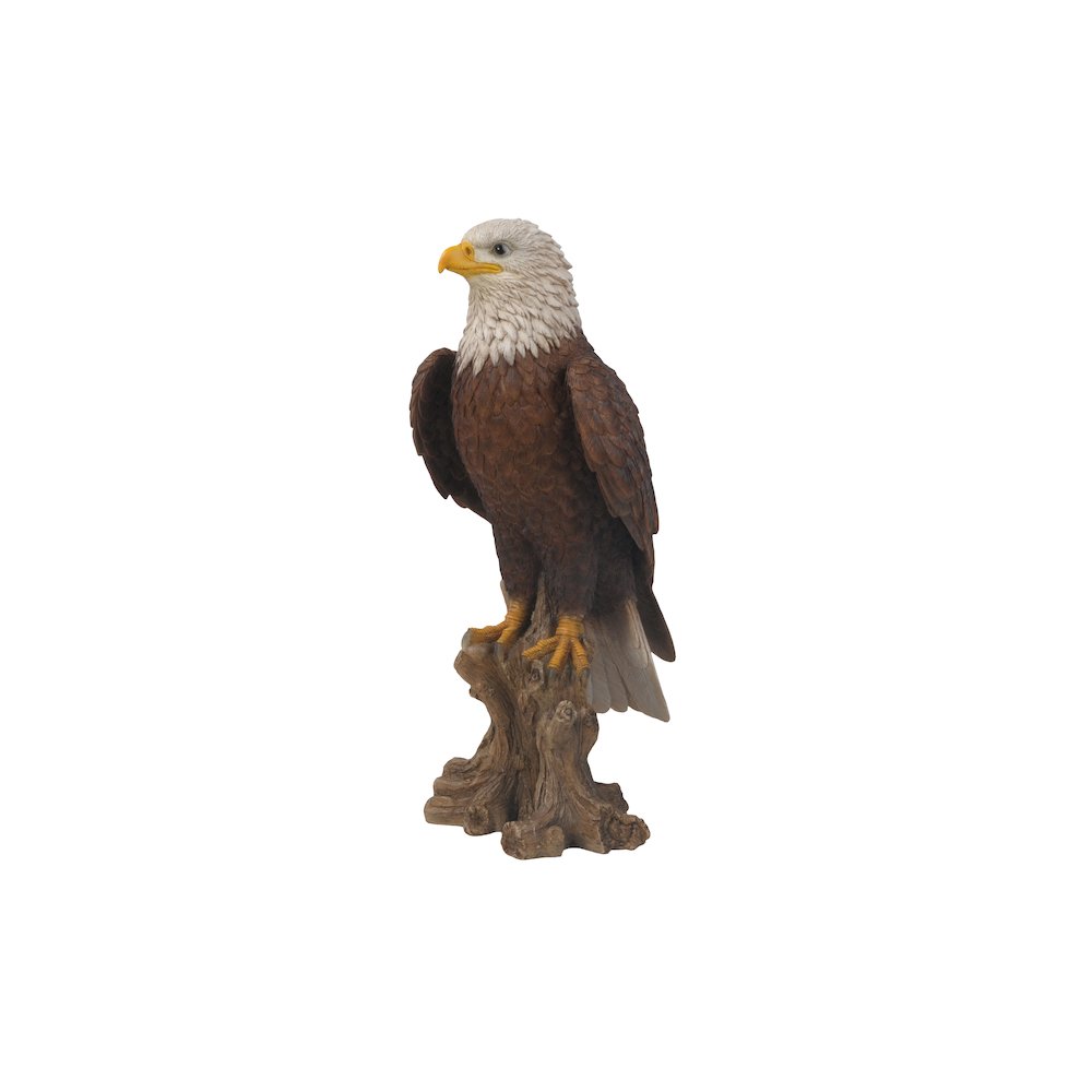 Medium Bald Eagle On Stump Statue