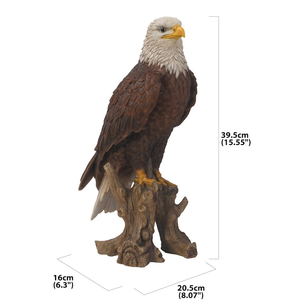 Medium Bald Eagle On Stump Statue