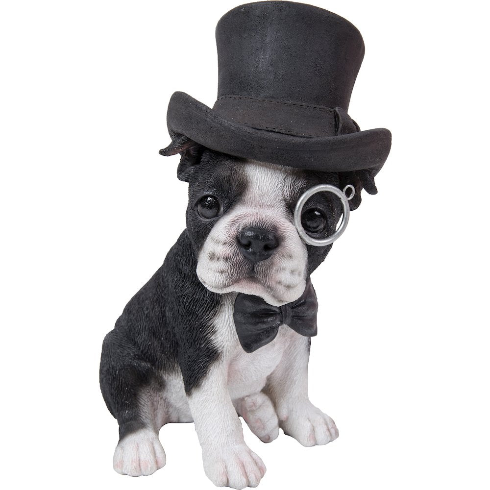 Boston Terrier W/Top Hat, Spectacle, & Bow Tie Statue