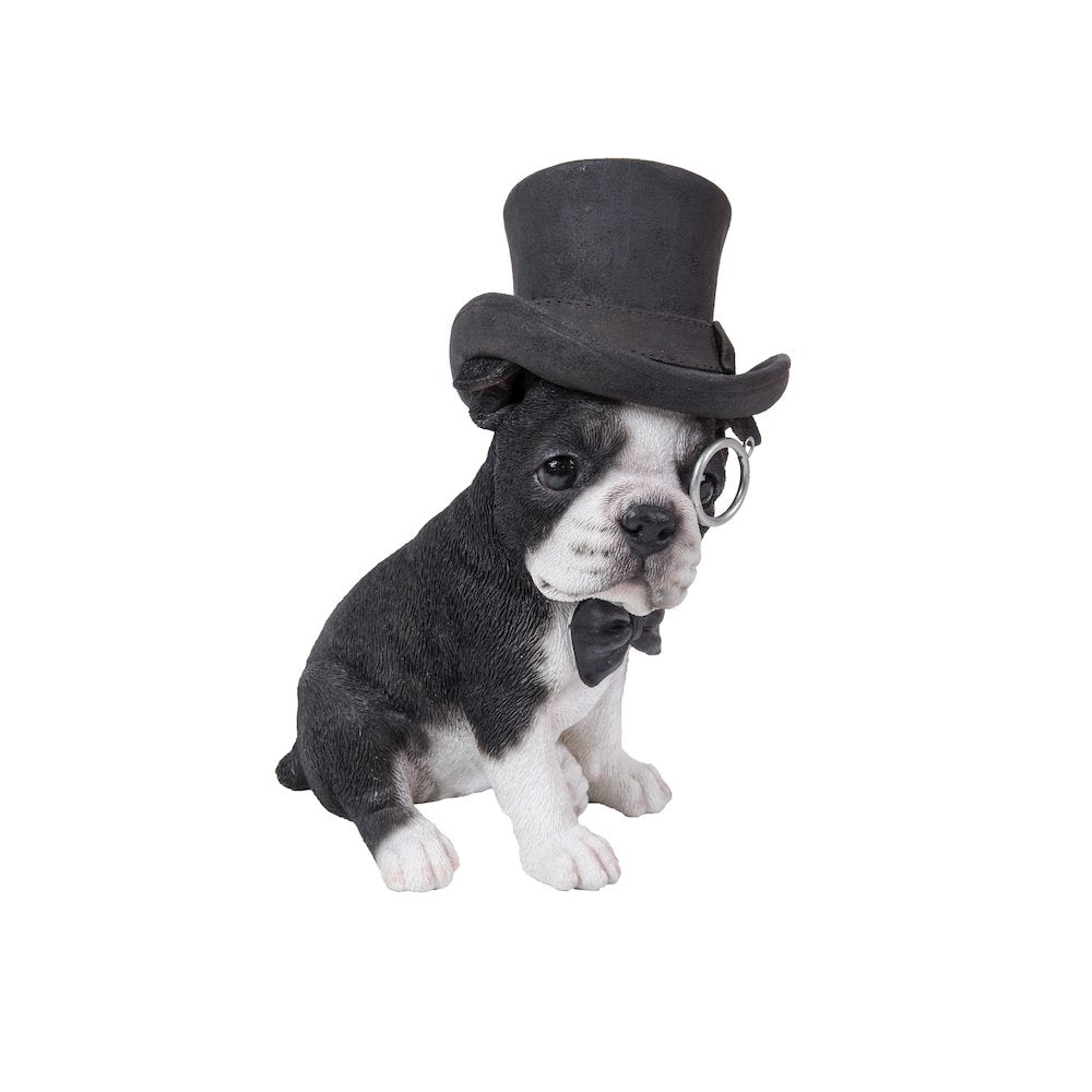 Boston Terrier W/Top Hat, Spectacle, & Bow Tie Statue