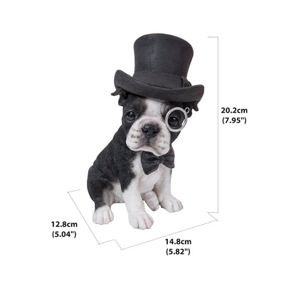 Boston Terrier W/Top Hat, Spectacle, & Bow Tie Statue
