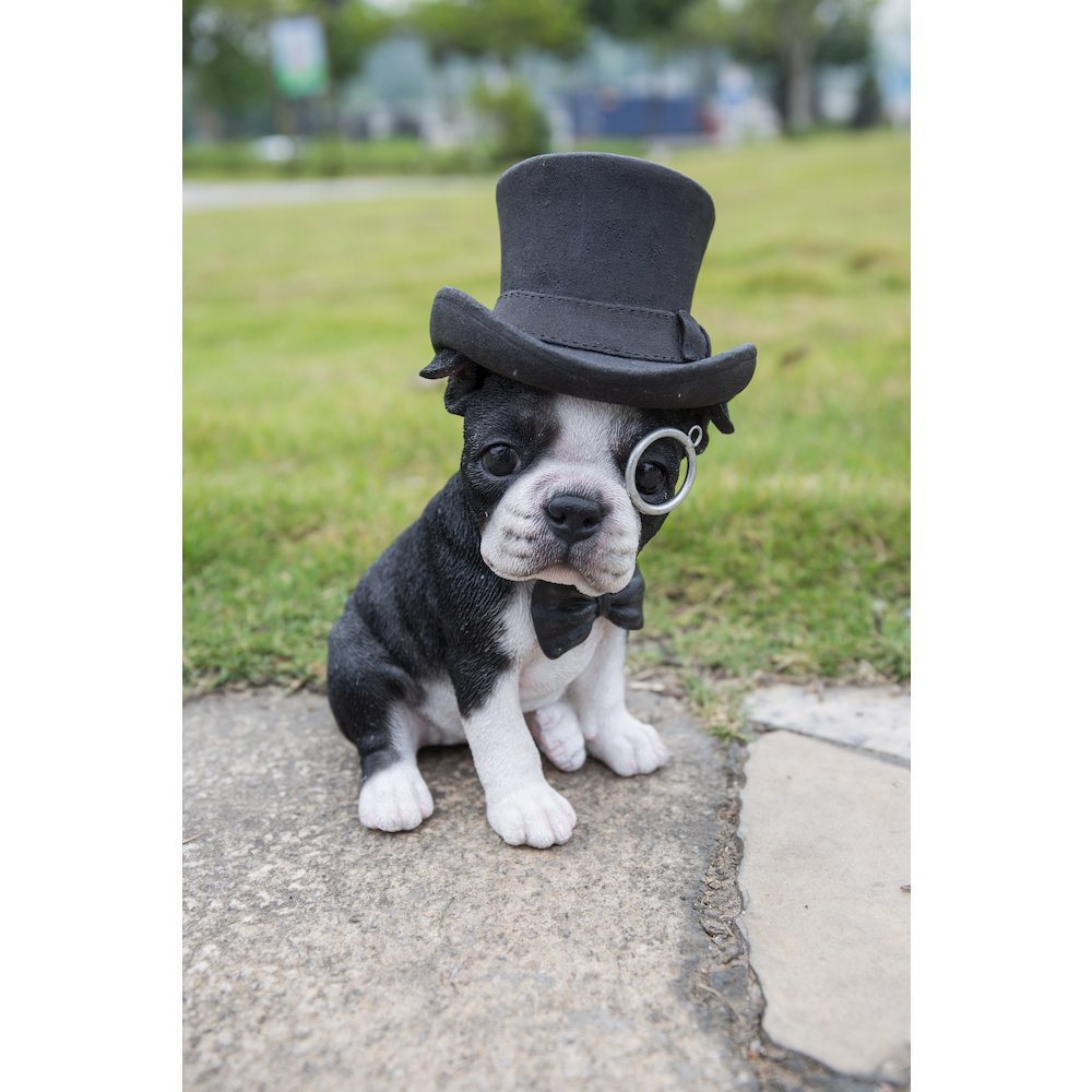 Boston Terrier W/Top Hat, Spectacle, & Bow Tie Statue