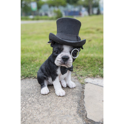 Boston Terrier W/Top Hat, Spectacle, & Bow Tie Statue