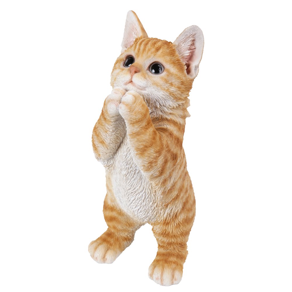 Playing Orange Tabby Kitten Statue