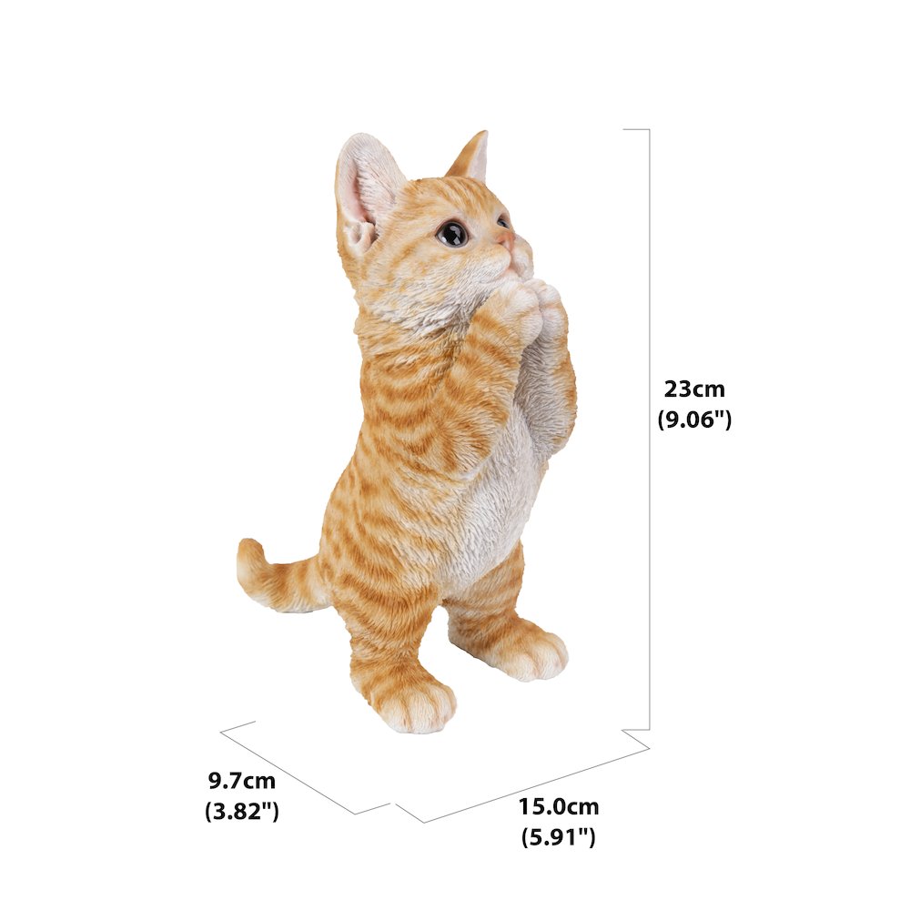 Playing Orange Tabby Kitten Statue