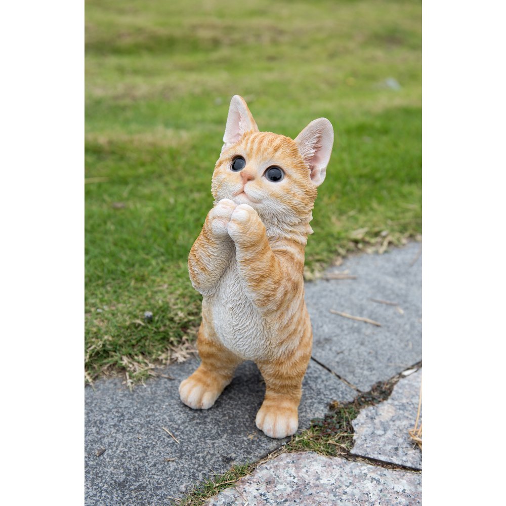Playing Orange Tabby Kitten Statue