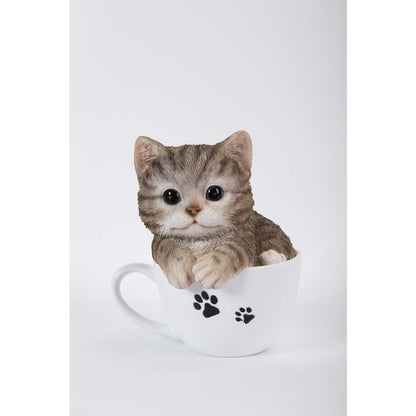 Teacup Kitten Grey Tabby Statue
