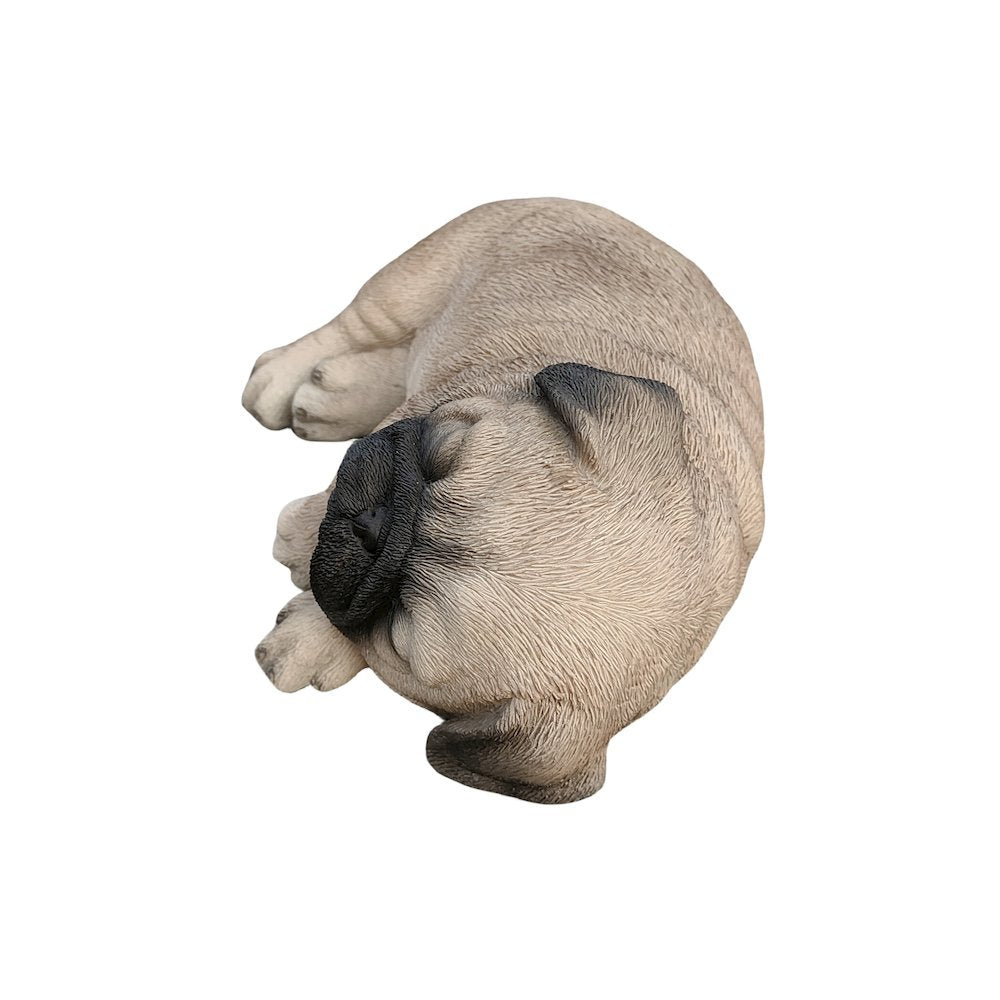 Pug Dreamland: Cozy Brown Polyresin Sleeping Pug Figurine