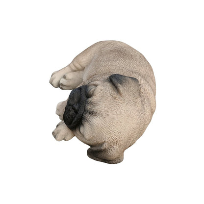 Pug Dreamland: Cozy Brown Polyresin Sleeping Pug Figurine