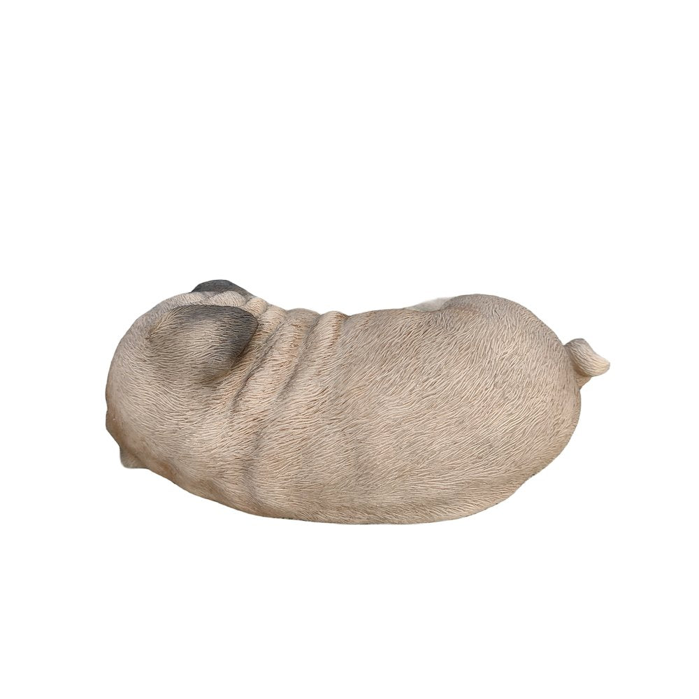 Pug Dreamland: Cozy Brown Polyresin Sleeping Pug Figurine