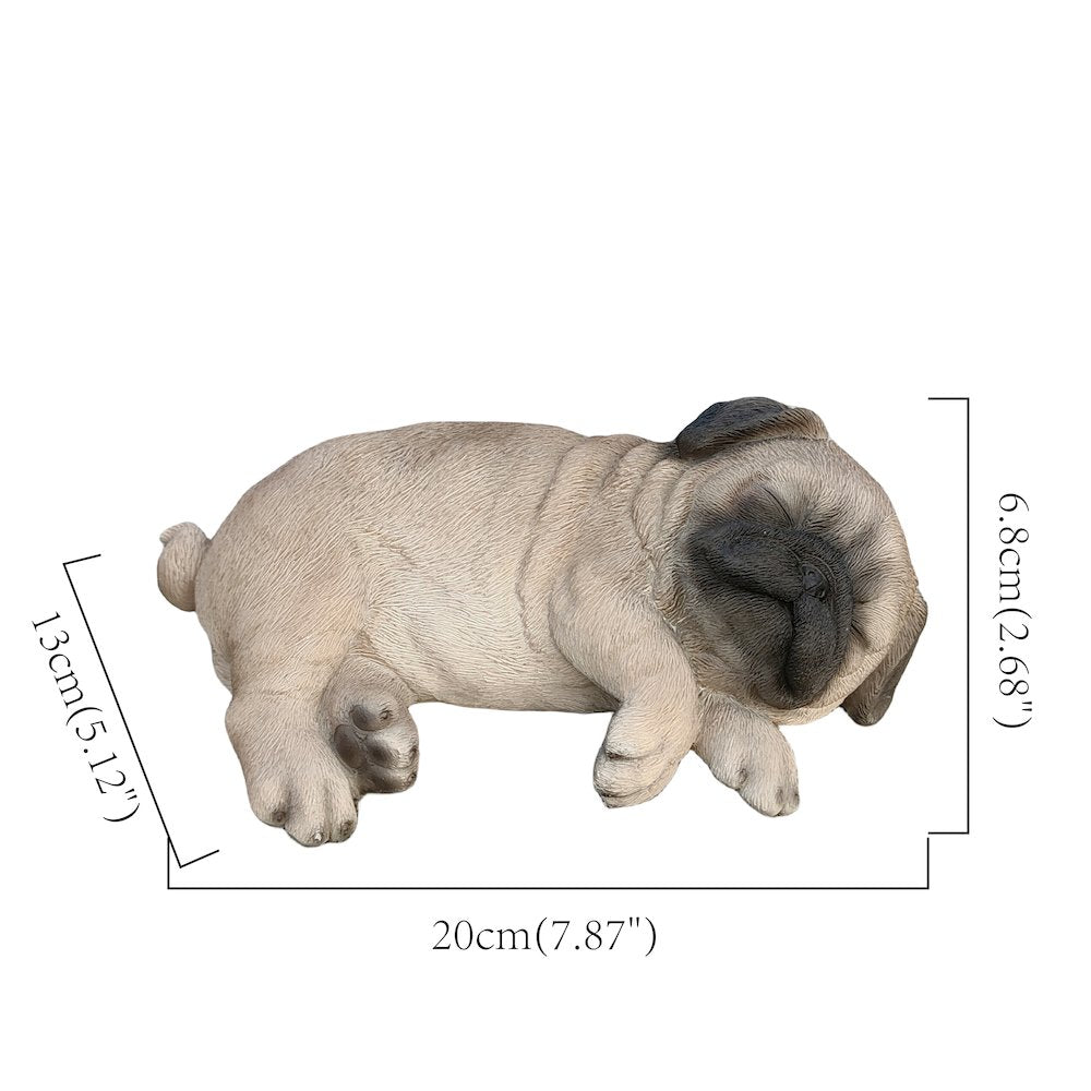Pug Dreamland: Cozy Brown Polyresin Sleeping Pug Figurine