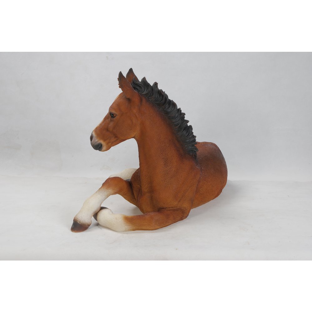 Large Horse Colt Laying Down Statue