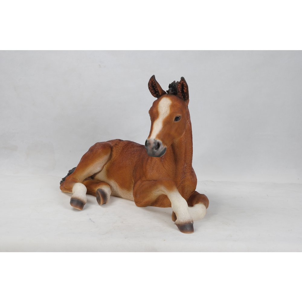 Large Horse Colt Laying Down Statue
