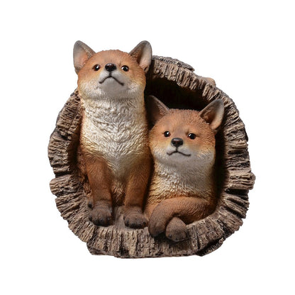 Couple Foxes in Stump (Hi-Line Exclusive)