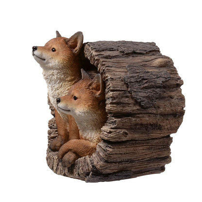 Couple Foxes in Stump (Hi-Line Exclusive)