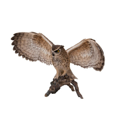 Eagle Owl On Branch W/Wings Out