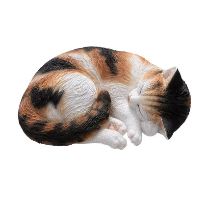 Sleeping Calico Cat Garden Statue