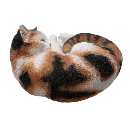 Sleeping Calico Cat Garden Statue