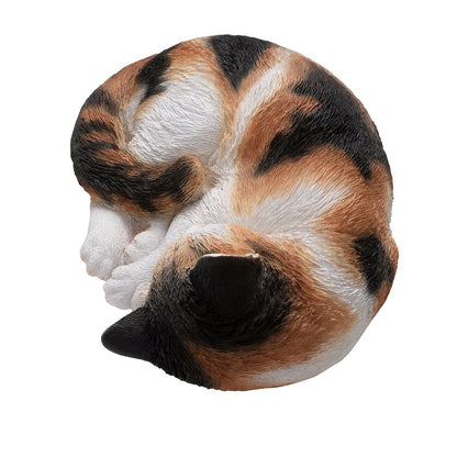 Sleeping Calico Cat Garden Statue