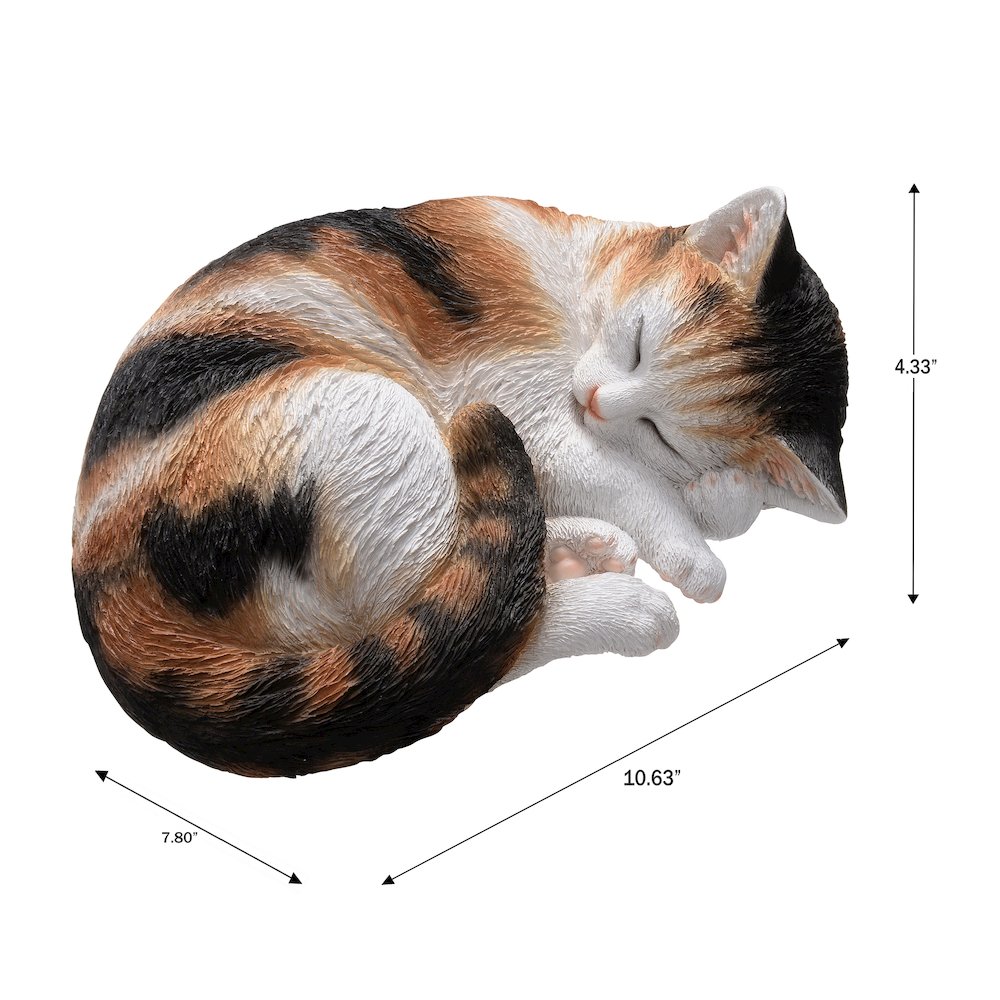 Sleeping Calico Cat Garden Statue
