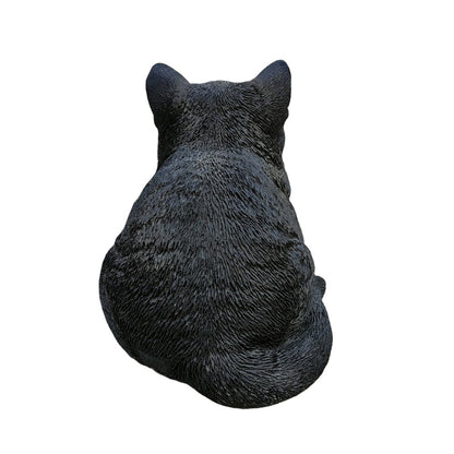 Serenity Snooze: Chic Black Polyresin Napping Cat Figurine
