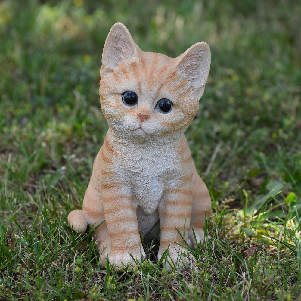 Sitting Orange Tabby Kitten Statue