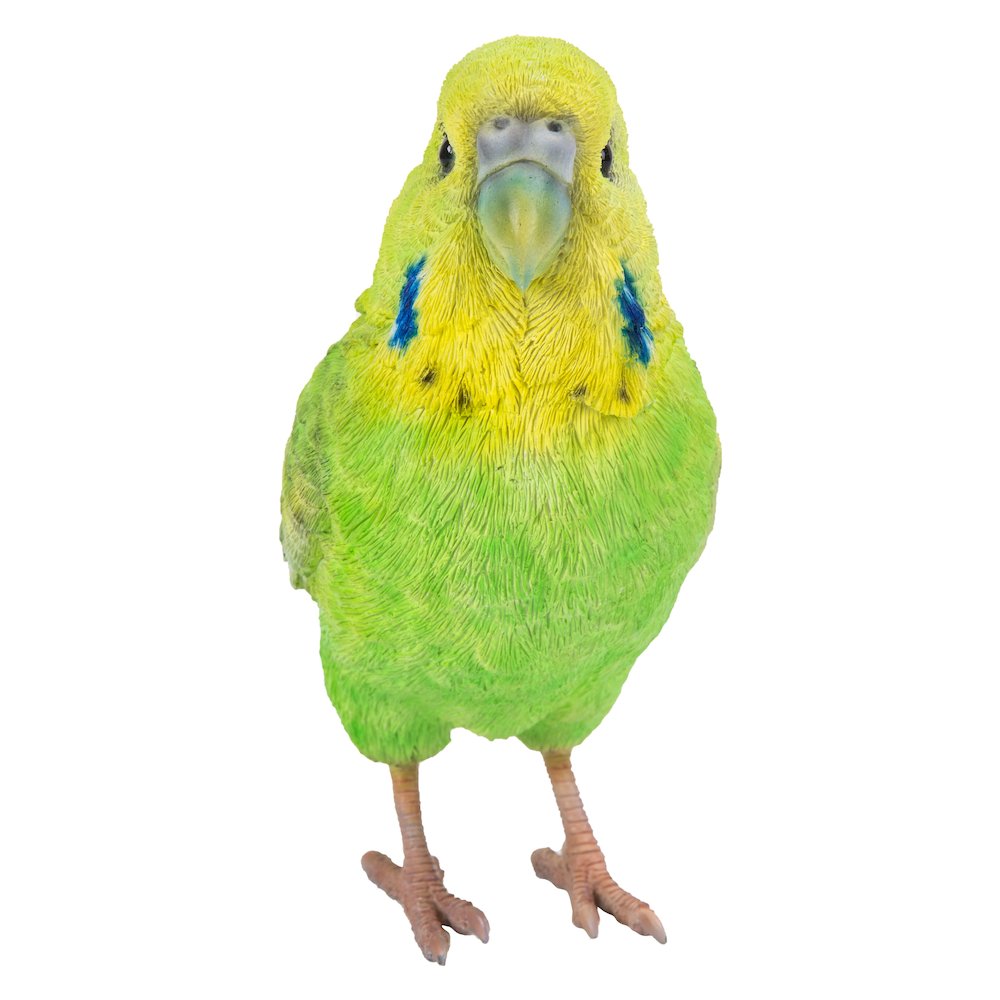 Green Budgerigar W/Iron Foot Statue