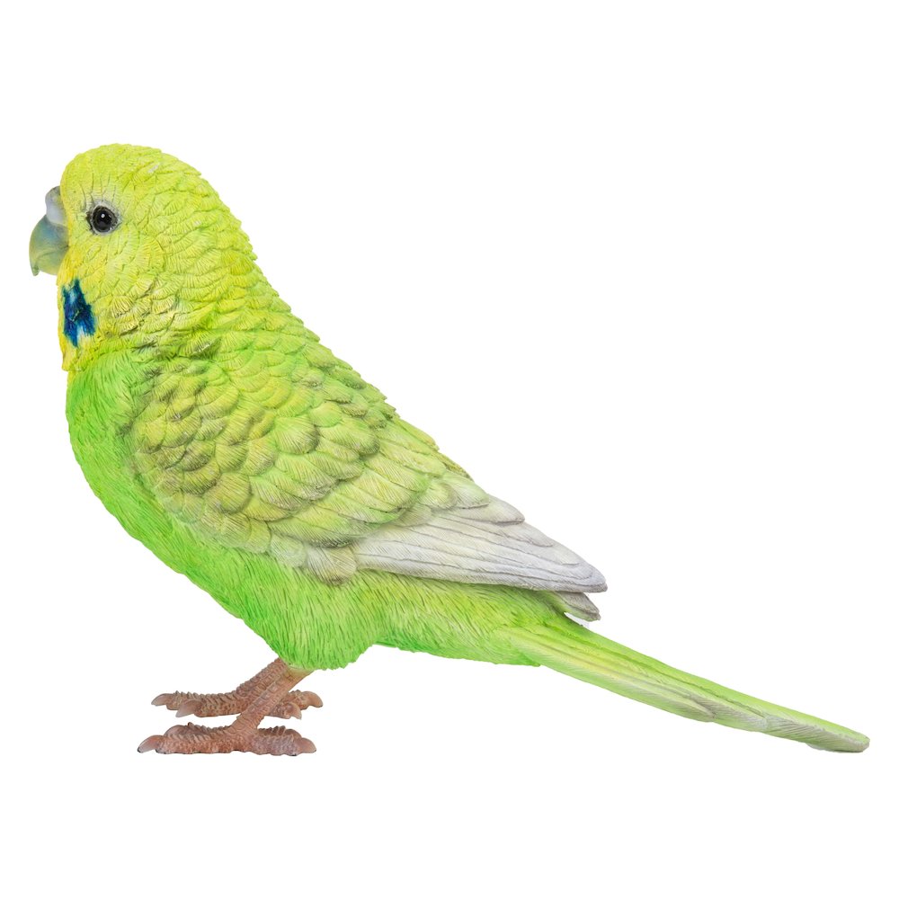 Green Budgerigar W/Iron Foot Statue