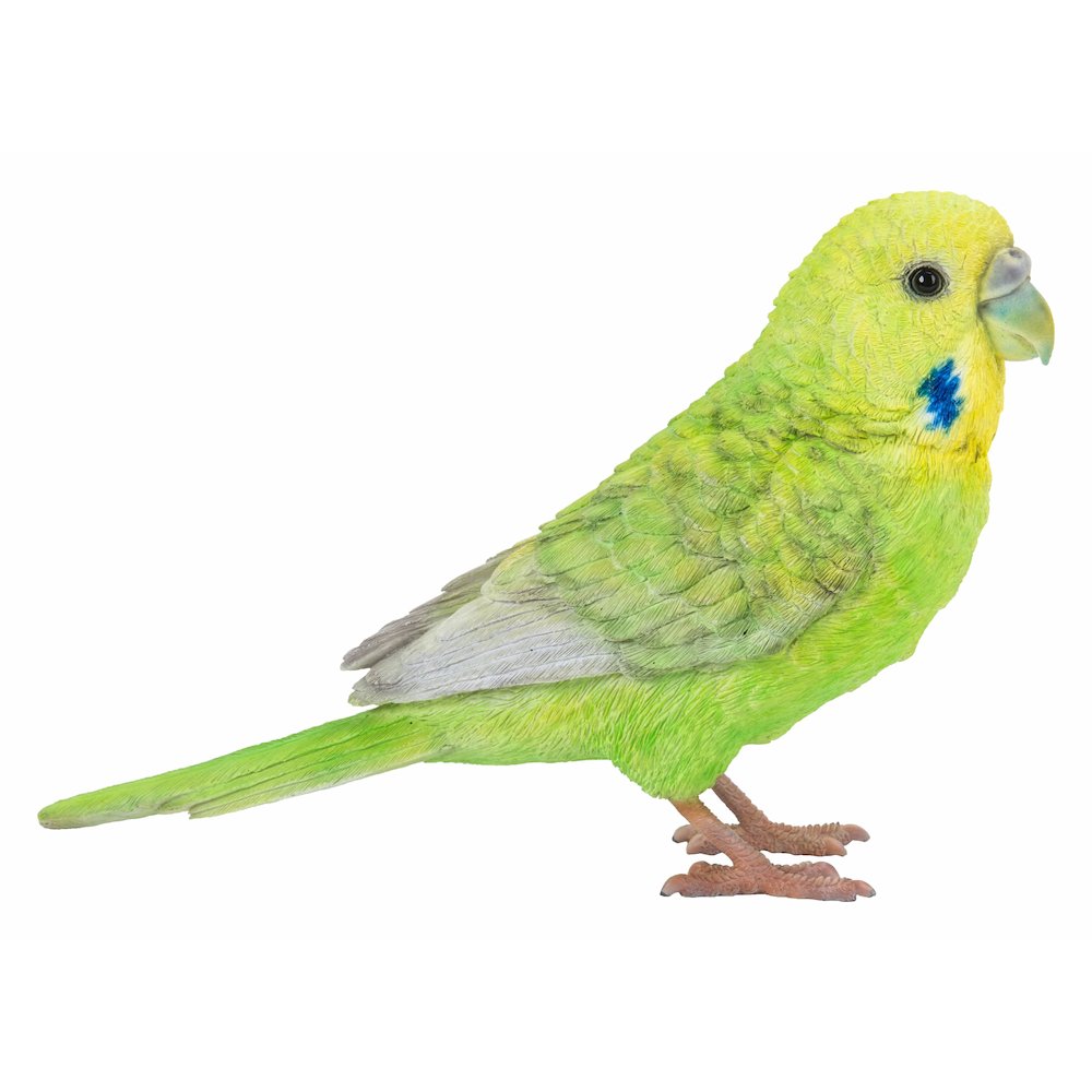 Green Budgerigar W/Iron Foot Statue
