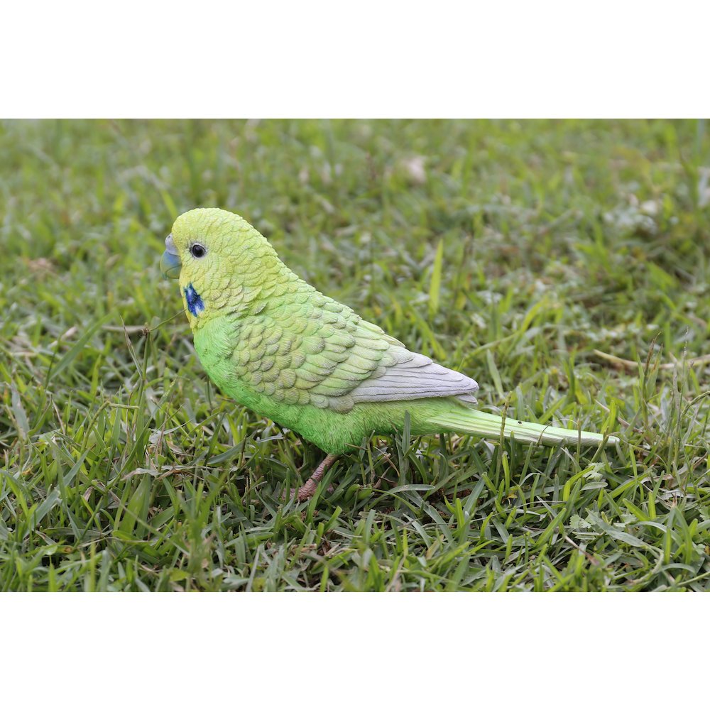 Green Budgerigar W/Iron Foot Statue