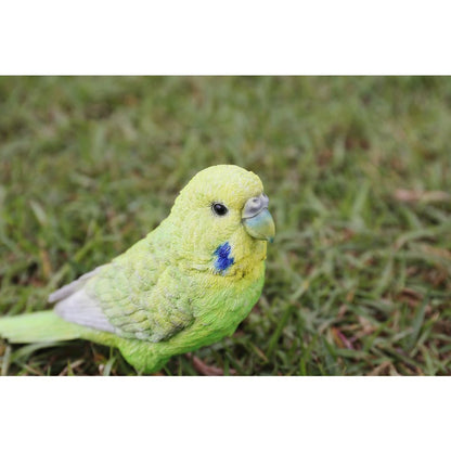 Green Budgerigar W/Iron Foot Statue