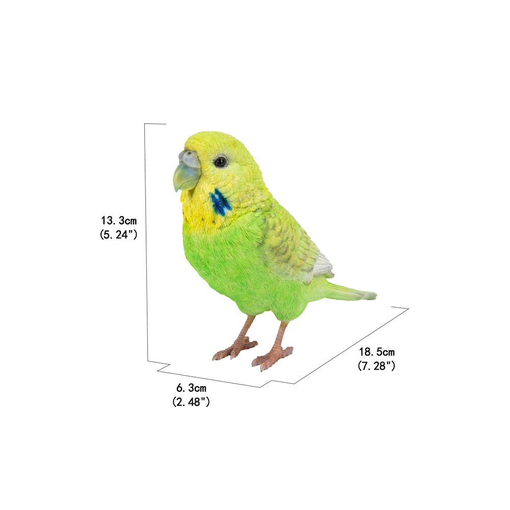 Green Budgerigar W/Iron Foot Statue