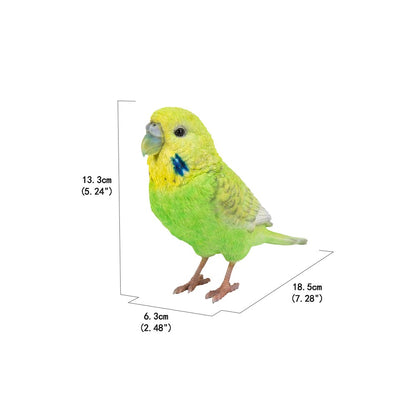Green Budgerigar W/Iron Foot Statue