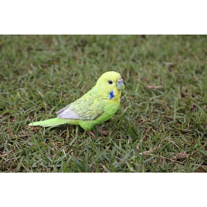 Green Budgerigar W/Iron Foot Statue