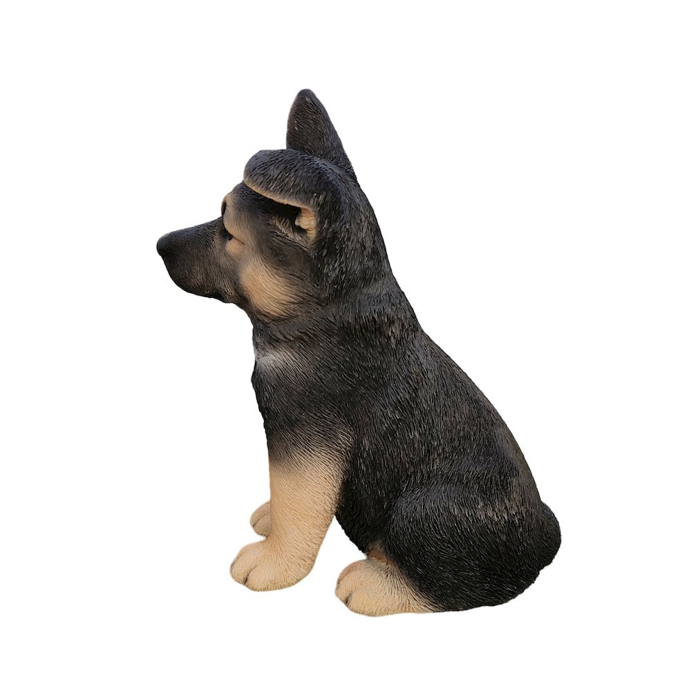 Adorable Shepherd Pup: Polyresin Figurine in Black and Brown