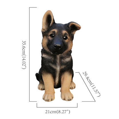 Adorable Shepherd Pup: Polyresin Figurine in Black and Brown