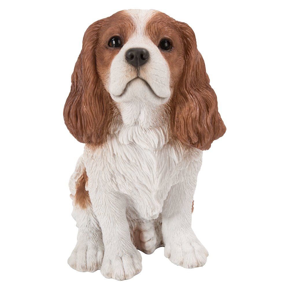 Brown/White King Charles Spaniel Sitting Statue