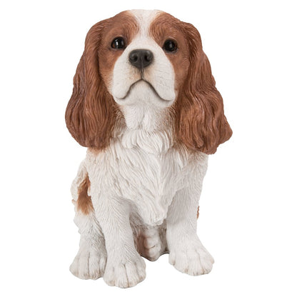 Brown/White King Charles Spaniel Sitting Statue