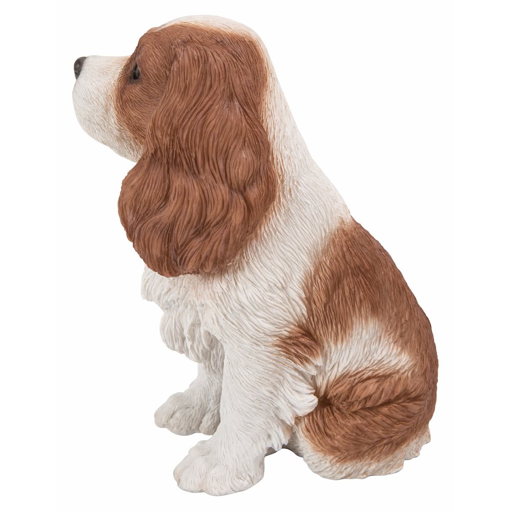 Brown/White King Charles Spaniel Sitting Statue