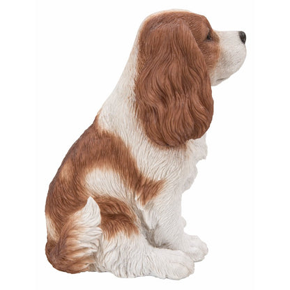 Brown/White King Charles Spaniel Sitting Statue