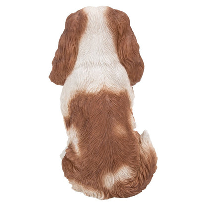 Brown/White King Charles Spaniel Sitting Statue