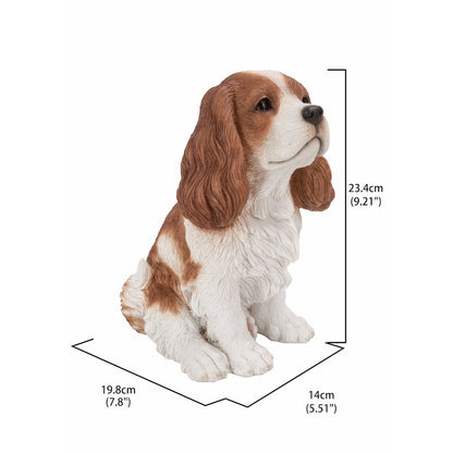Brown/White King Charles Spaniel Sitting Statue