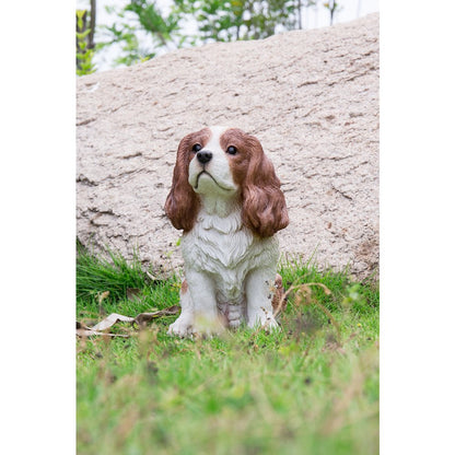 Brown/White King Charles Spaniel Sitting Statue