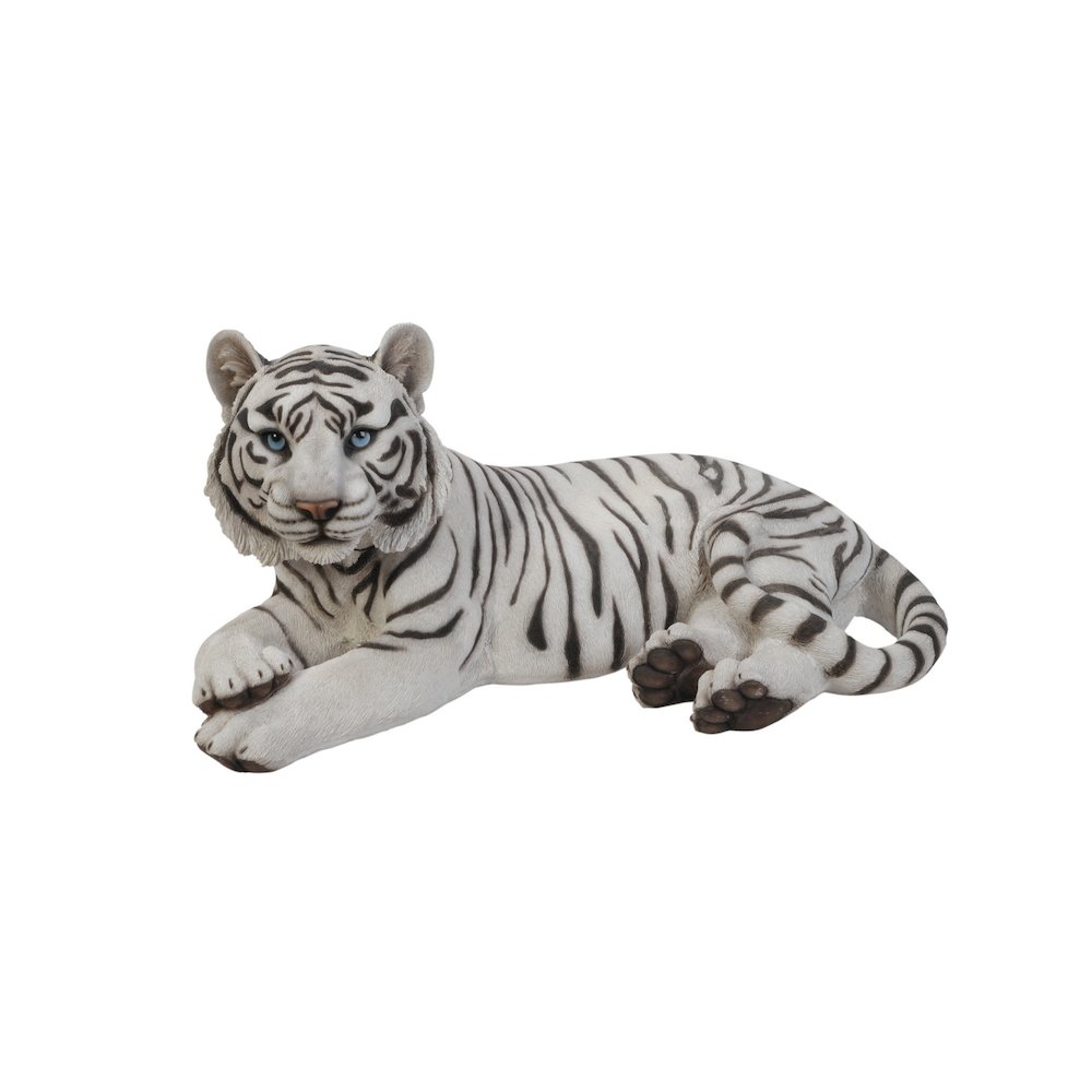 White Tiger Laying Down Statue