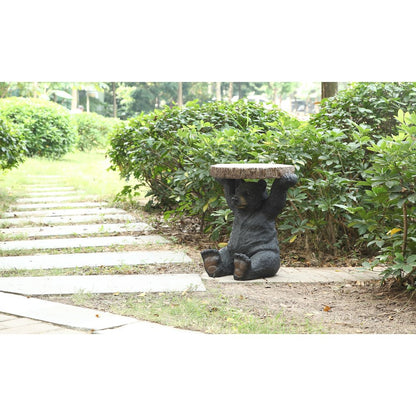 Sittingblack Bear Plant Stand Statue
