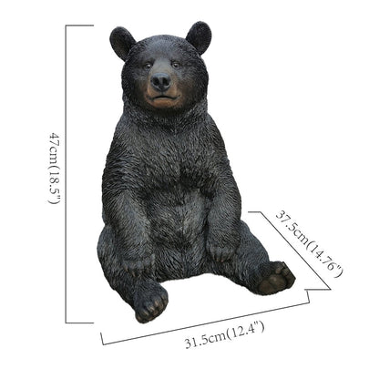 Onyx Guardian: Majestic Black Polyresin Sitting Bear Figurine