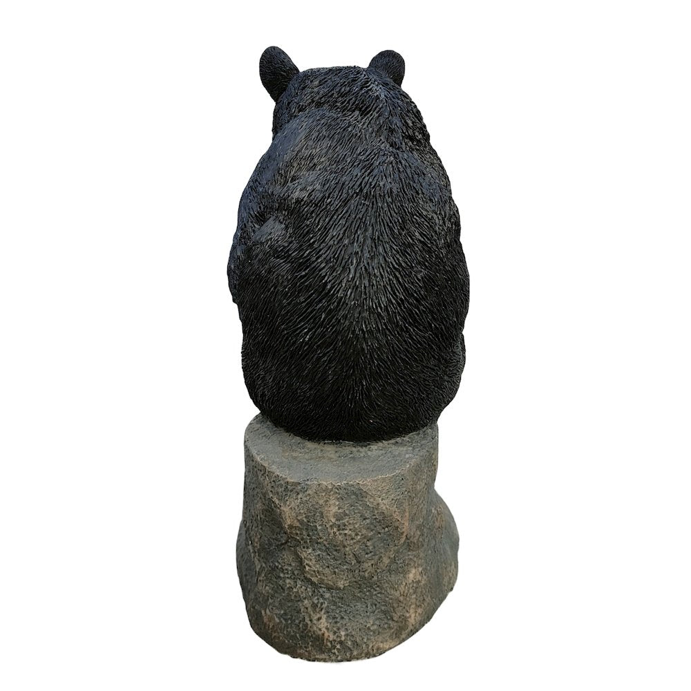 Onyx Contemplation: Intriguing Black Polyresin Thinking Bear Figurine