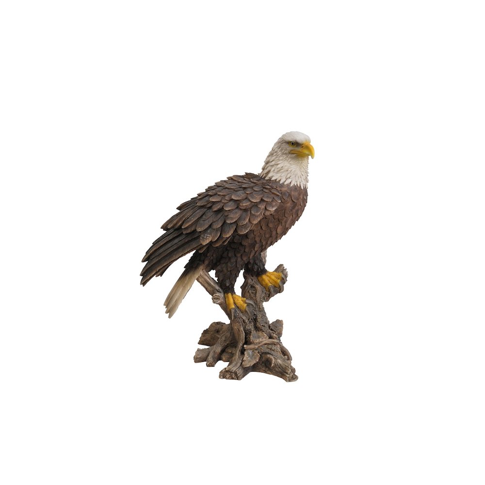 Bald Eagle On Stump W/Wings Out Statue